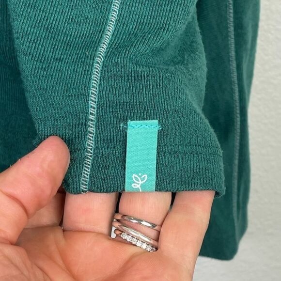 Bloom Yoga Wear Oversized Off-Shoulder Sweatshirt Poly Spandex Teal Green Large - Picture 5 of 7